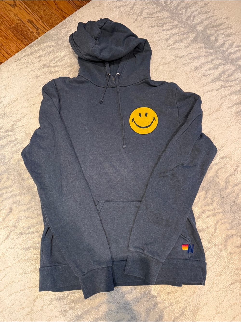 Aviator Nation Navy Hoodie with Yellow Smile Patch